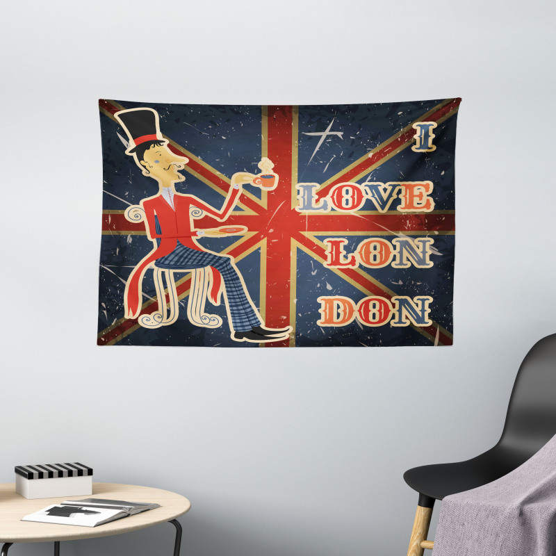 London English Man Flag Wide Tapestry