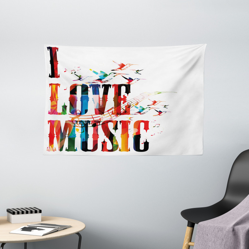 Music Theme Grungy Wide Tapestry