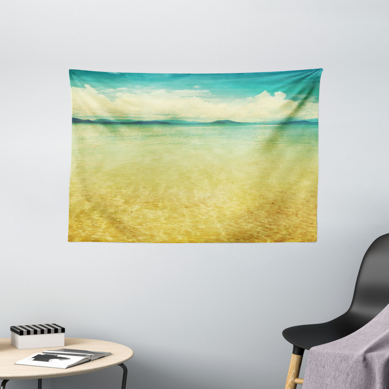 Vintage Grunge Sea View Wide Tapestry