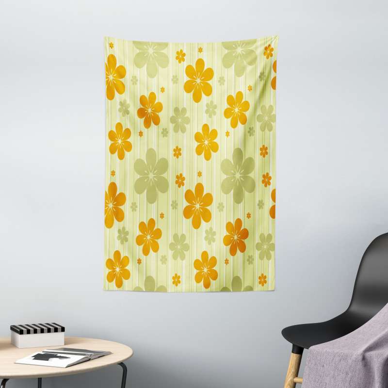 Retro Graphic Flowers Tapestry