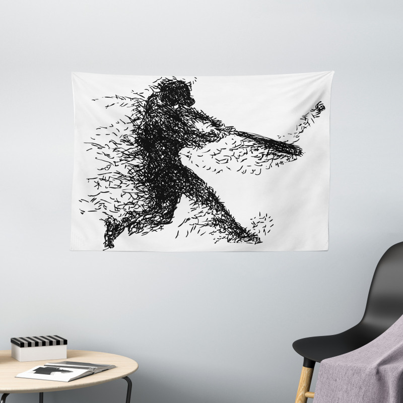 Baseball Player Wide Tapestry
