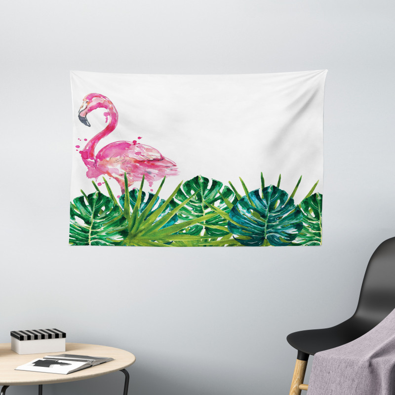 Exotic Nature Flamingo Wide Tapestry