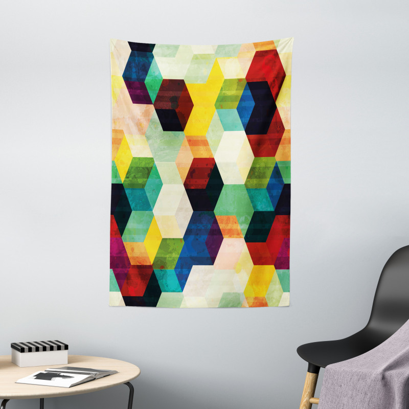 Rhombus Pattern Grunge Tapestry