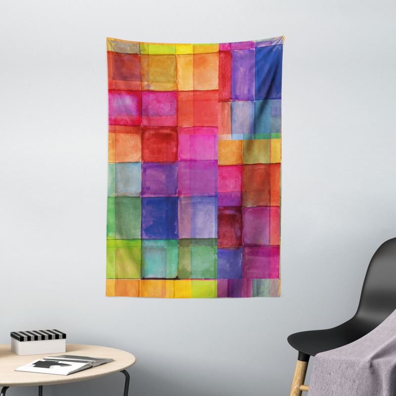 Rainbow Colors Squares Tapestry