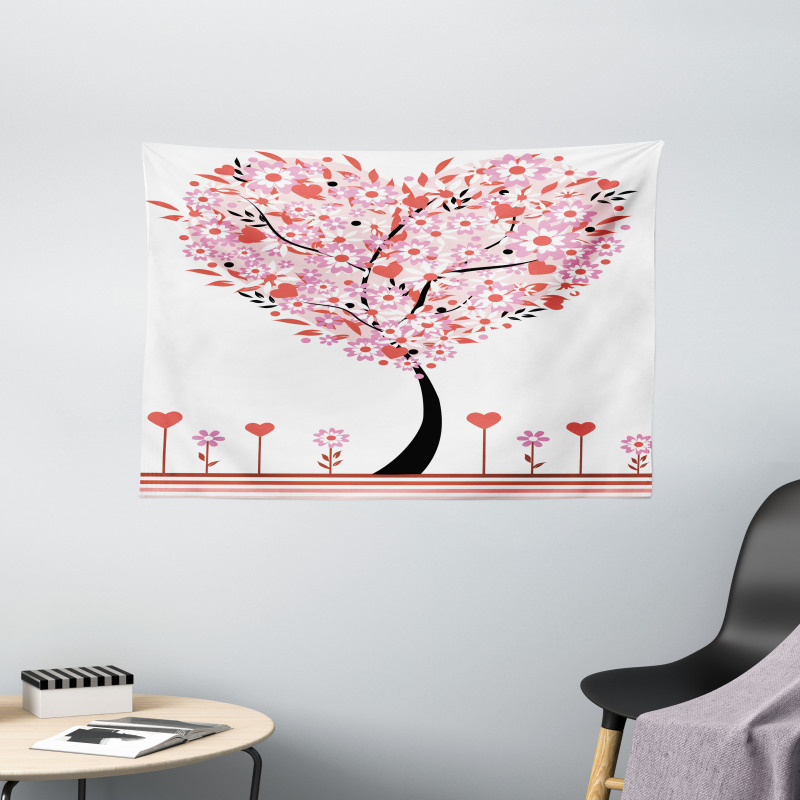 Heart Shaped Tree Wide Tapestry