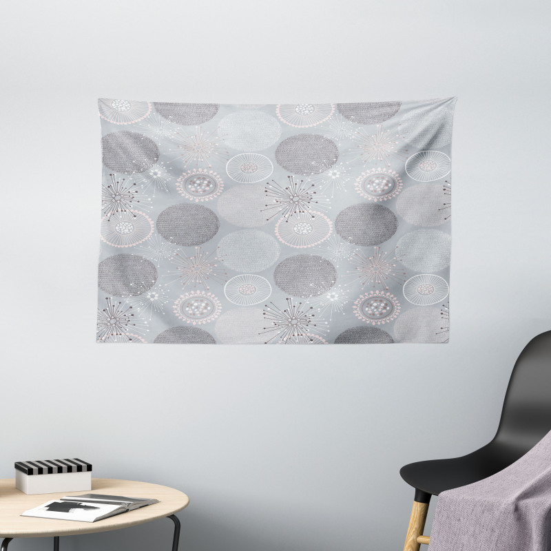 Circular Pastel Shapes Wide Tapestry