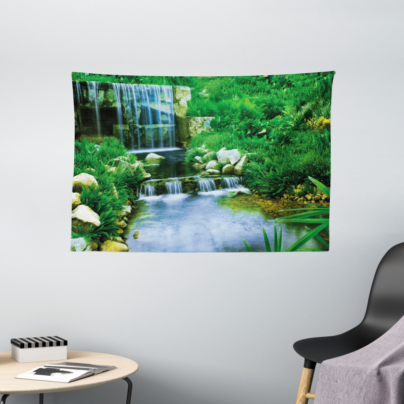 Waterfall Rocks Forest Wide Tapestry