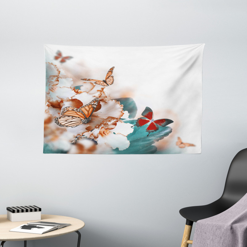 Colorful Butterflies Fly Wide Tapestry