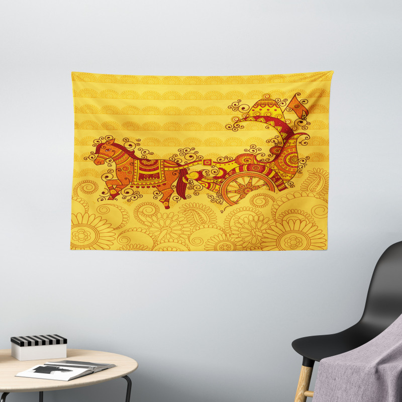 Folk Design Wide Tapestry