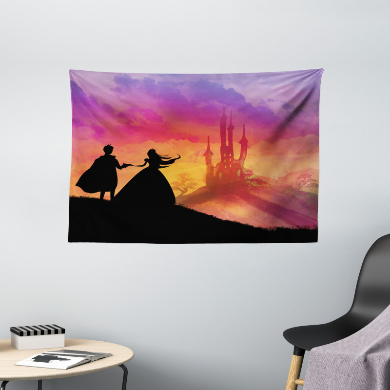 Prince Princess Castle Wide Tapestry