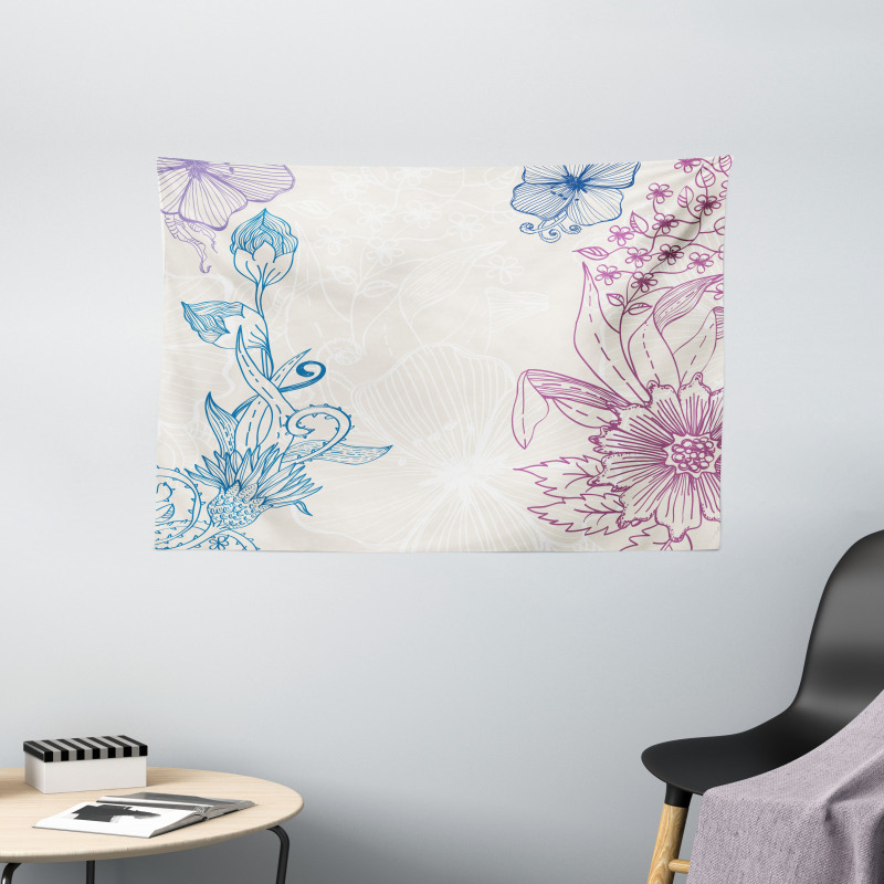 Flower Field Spring Art Wide Tapestry