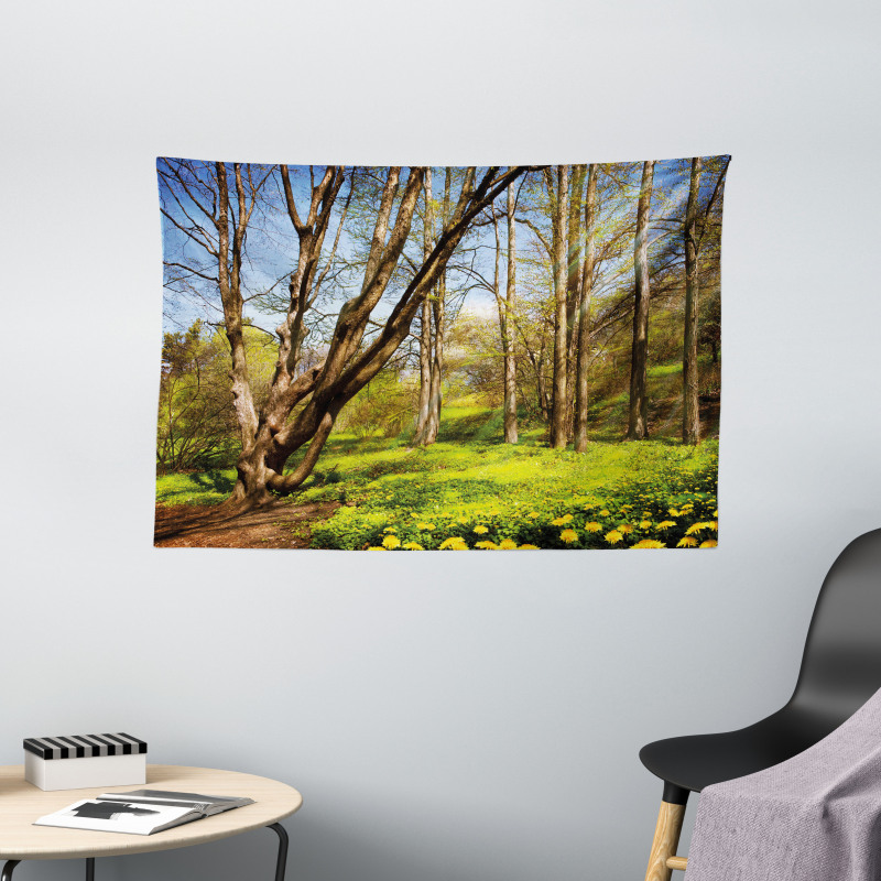 Spring Forest Flowers Wide Tapestry