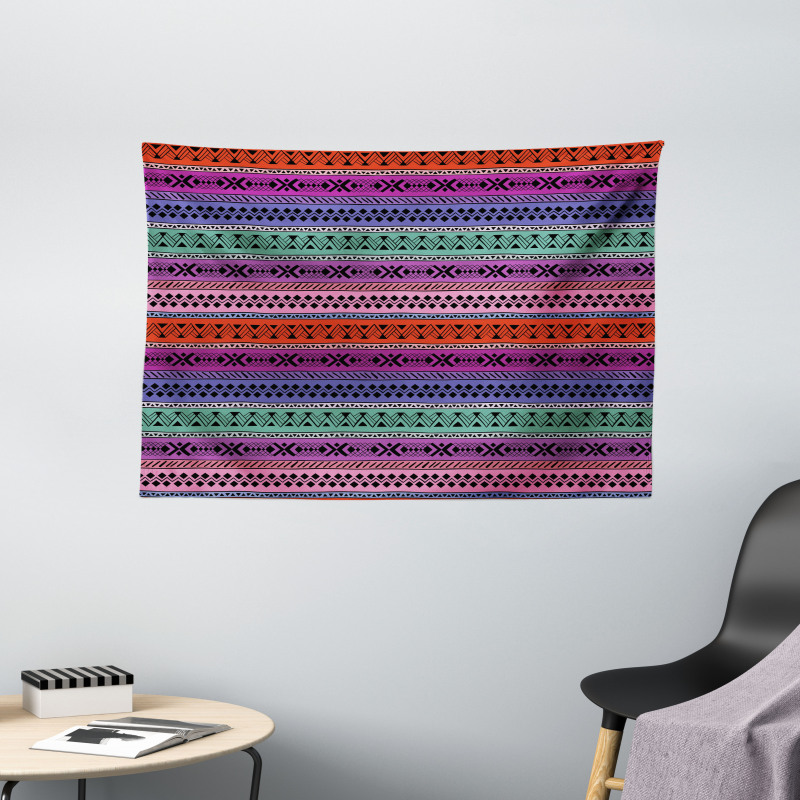 Geometric Colorful Wide Tapestry