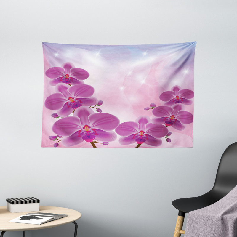 Exotic Orchid Flowers Wide Tapestry