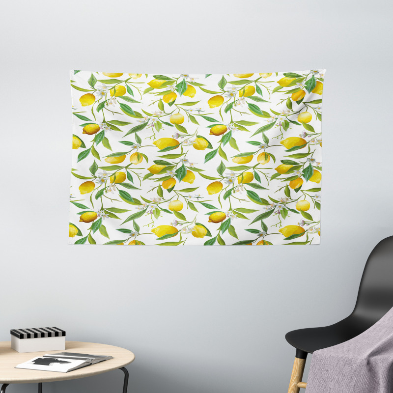 Lemon Woody Romantic Wide Tapestry