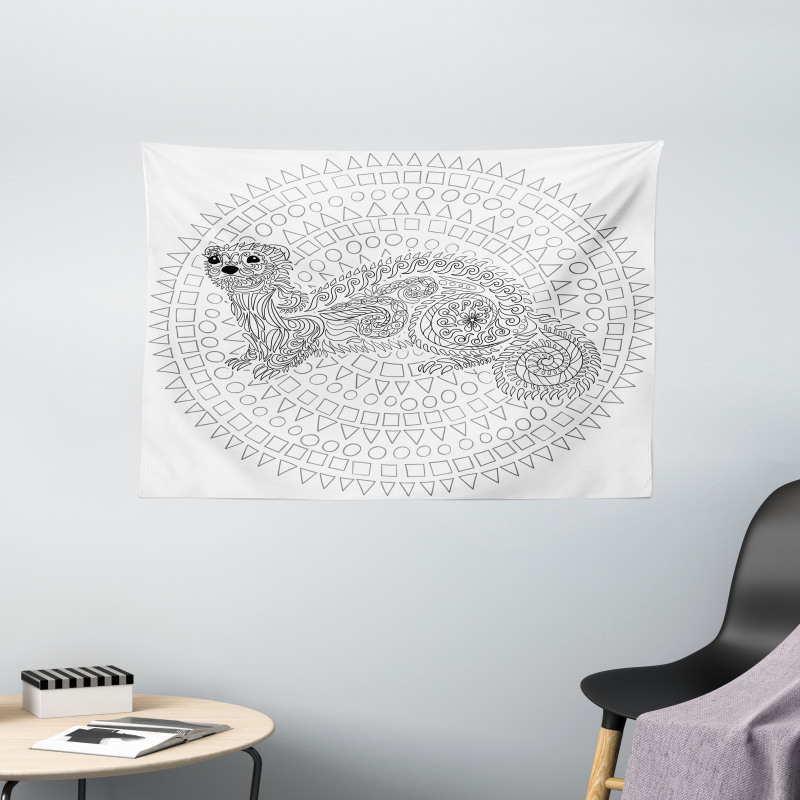 Squirrel Geometric Wide Tapestry