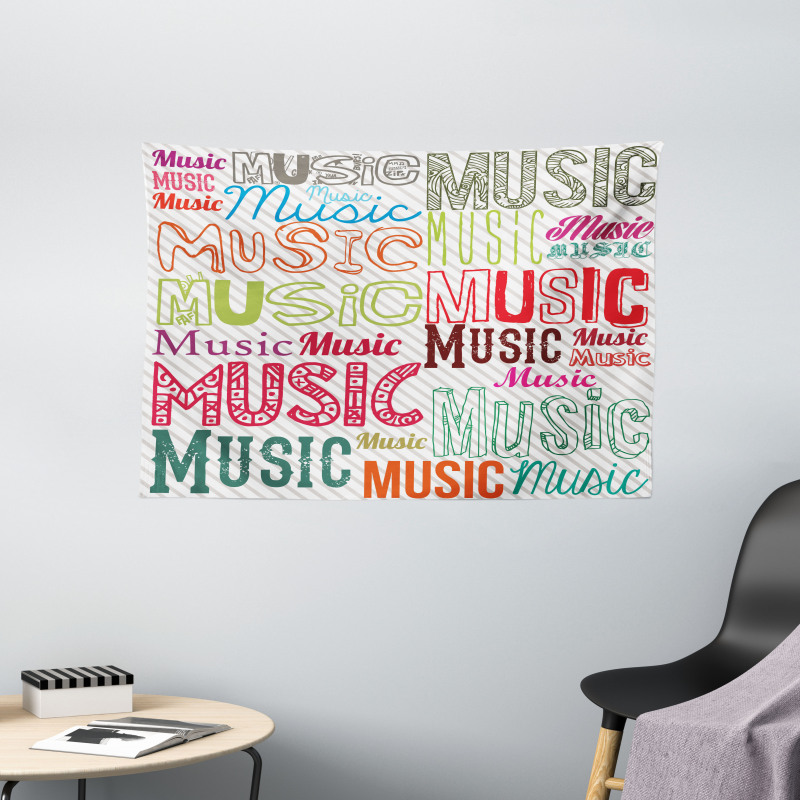 Typography Rhythm Funky Wide Tapestry