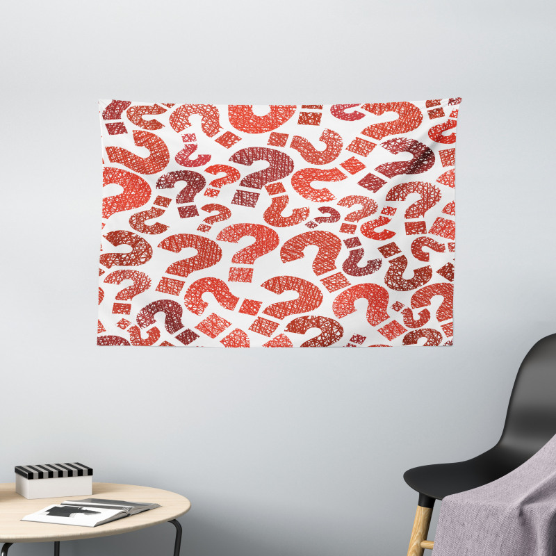 Question Marks Pattern Wide Tapestry