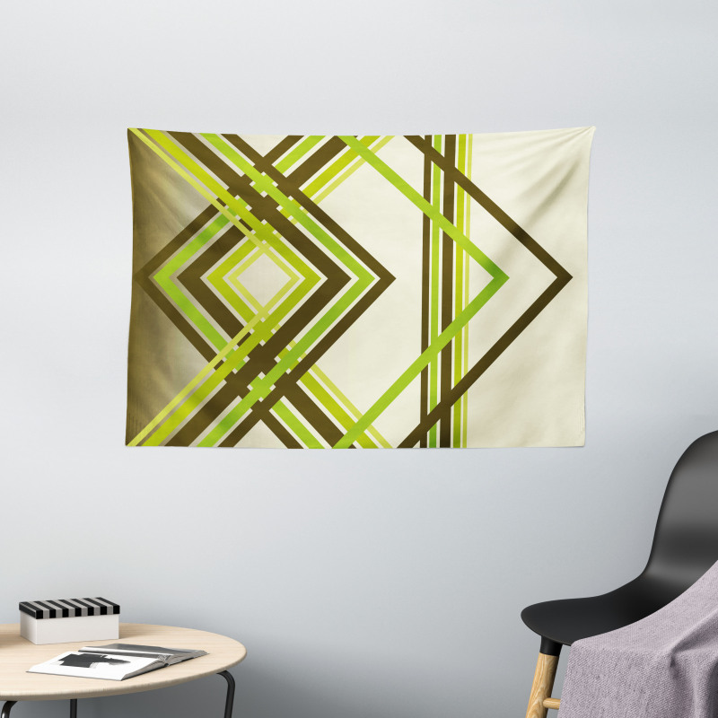 Trippy Diamond Shapes Wide Tapestry
