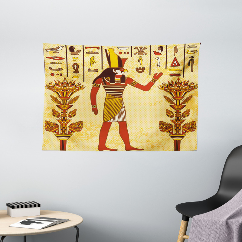 Egyptian Hieroglyph Myth Wide Tapestry