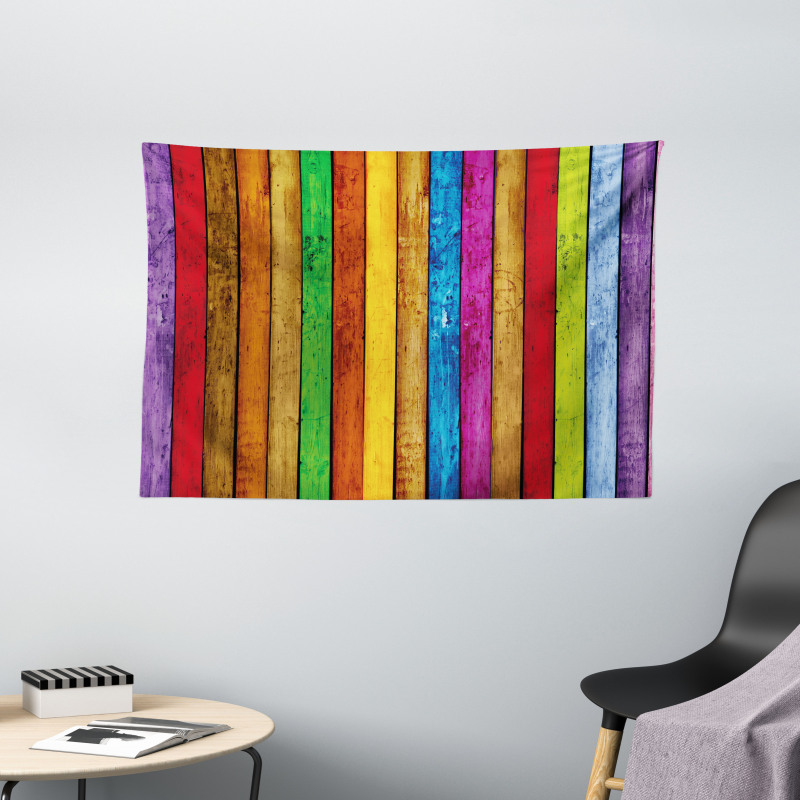 Vibrant Wooden Wide Tapestry