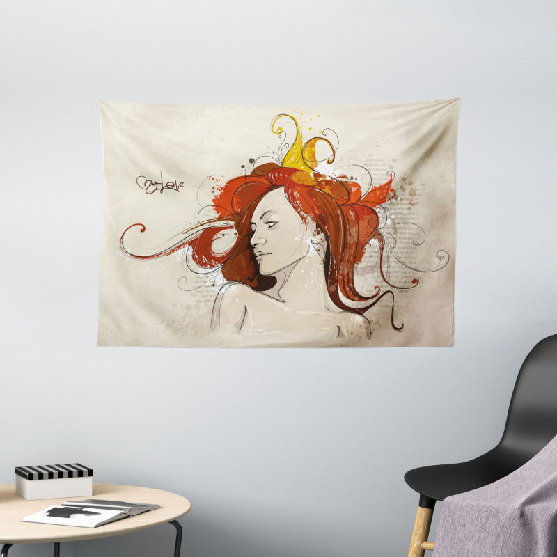Muse Woman Grungy Mystic Wide Tapestry