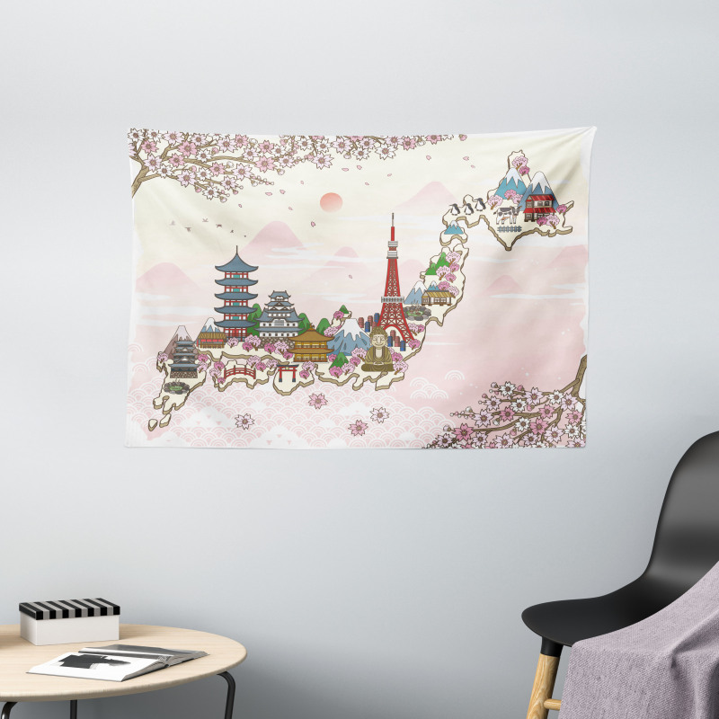Travel Poster Sakura Wide Tapestry