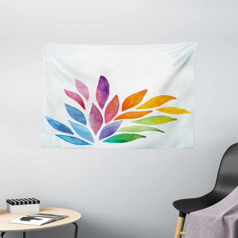 Rainbow Colored Flower Wide Tapestry