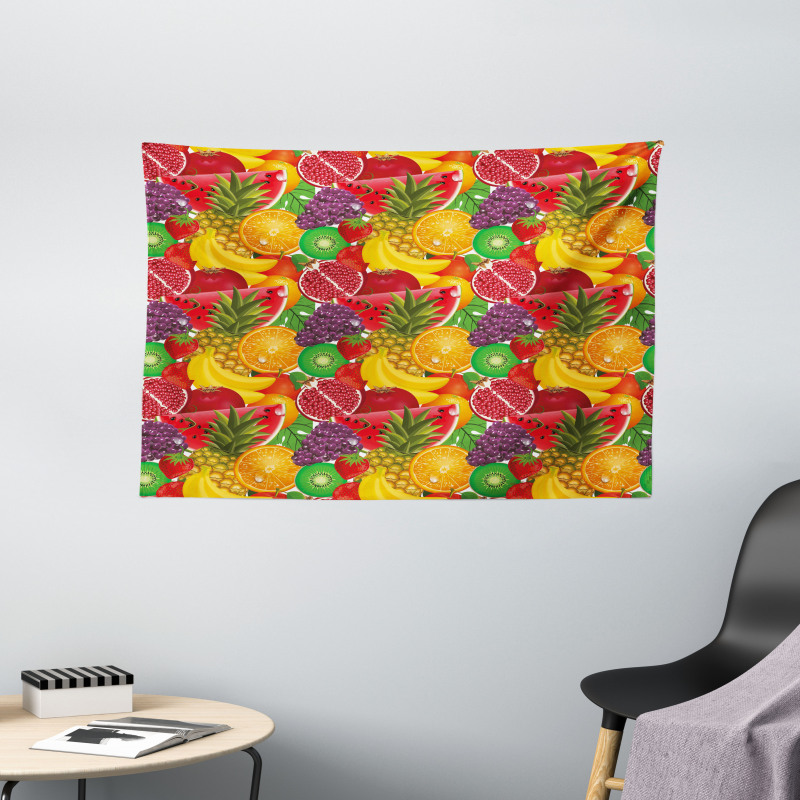 Tropical Fresh Fruits Wide Tapestry