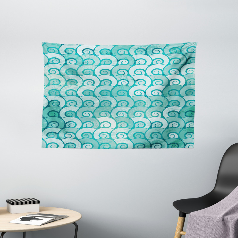 Swirled Spiral Sea Waves Wide Tapestry