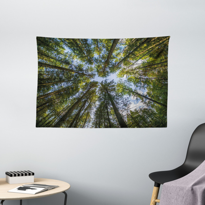 Jungle Moss Forest Trees Wide Tapestry