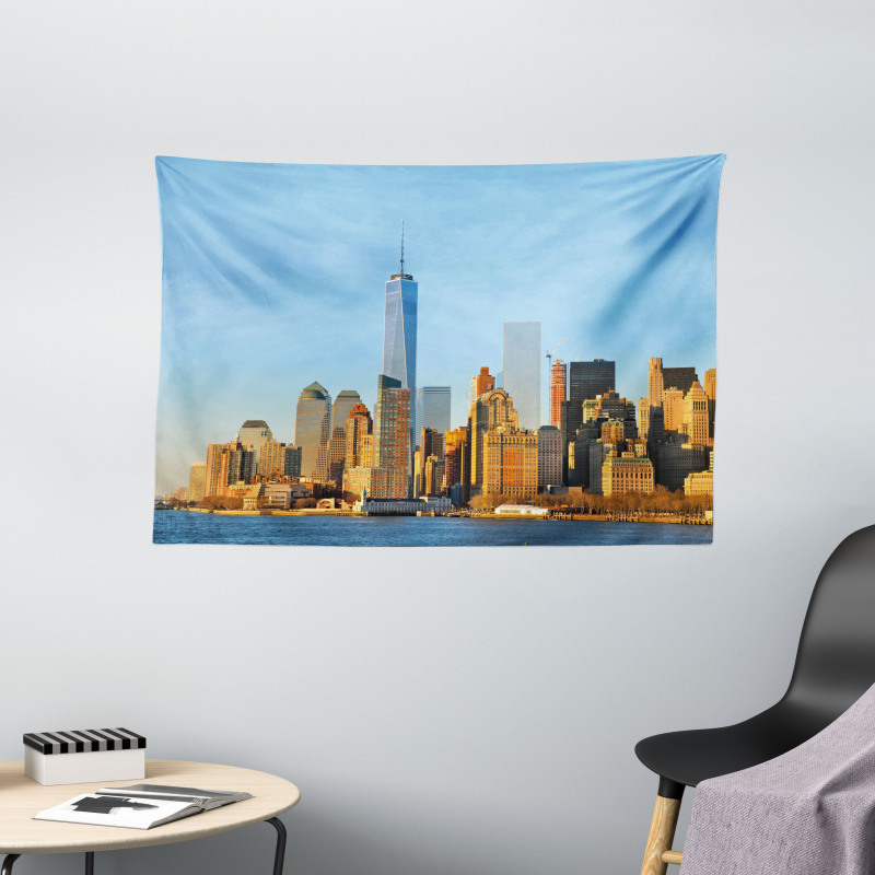 New York City Skyline Wide Tapestry