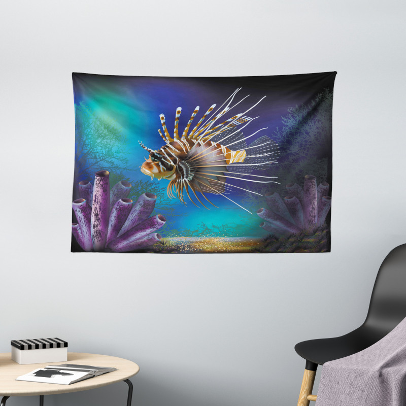 Bubble Fish and Plants Wide Tapestry