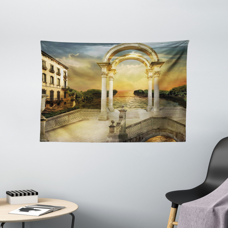 Surreal Bridge Gateway Wide Tapestry