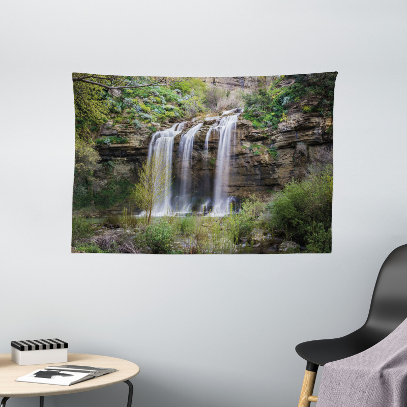 Waterfall Forest Sicily Wide Tapestry