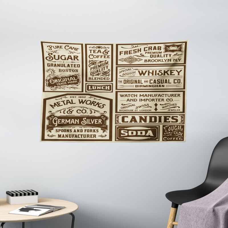 Old Advertisement Retro Wide Tapestry