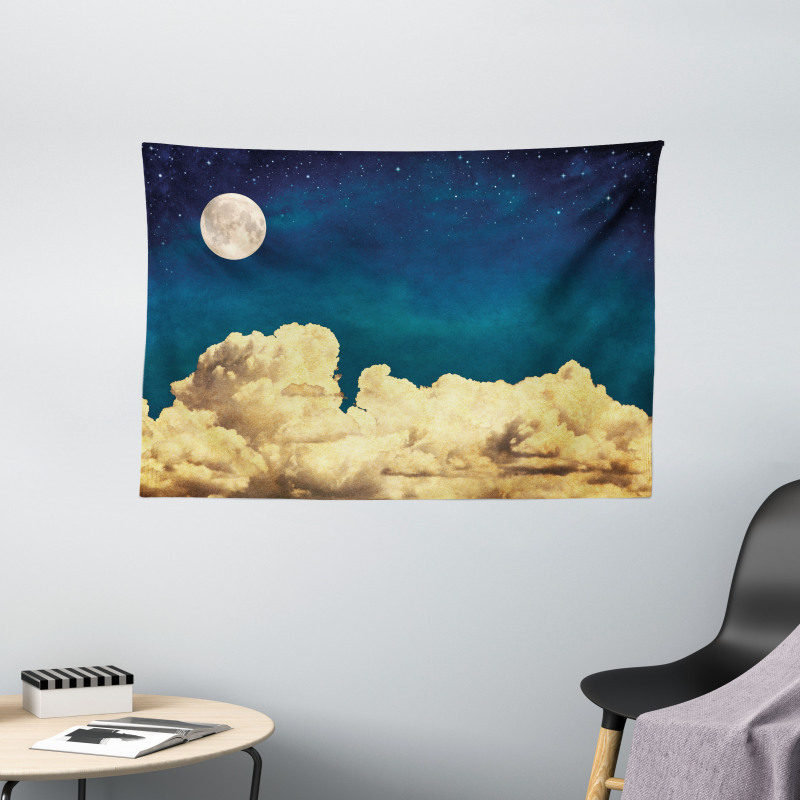 Stars Full Moon Cloud Wide Tapestry