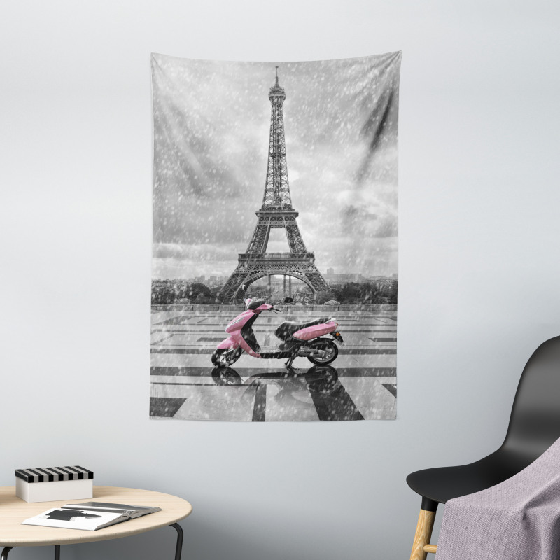 Paris Scene Moped Tapestry