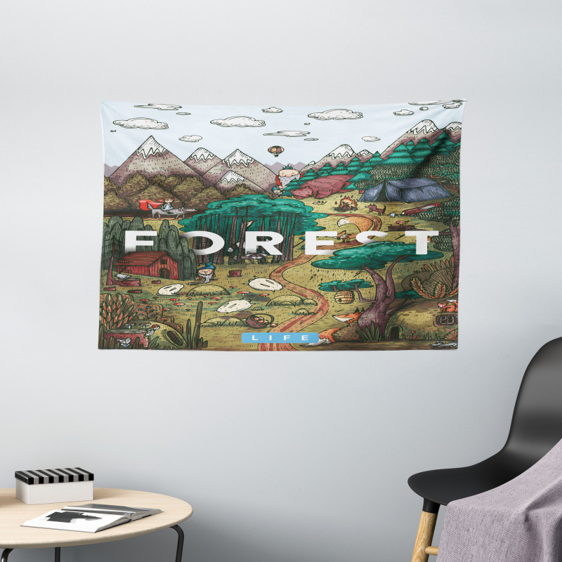 Mountain Range Valley Wide Tapestry