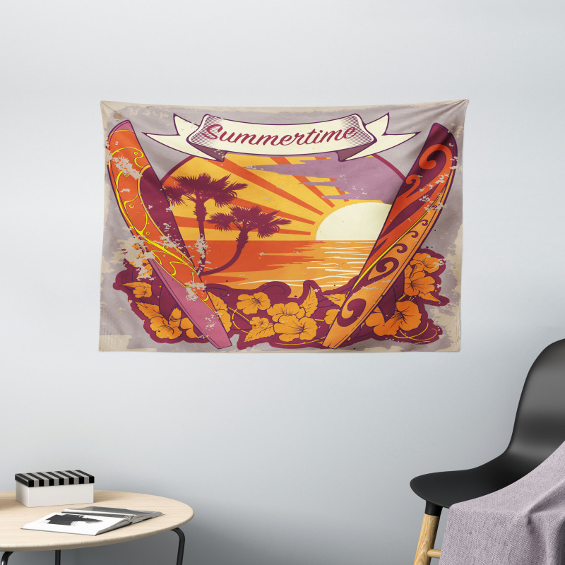 Retro Exotic Summer Wide Tapestry