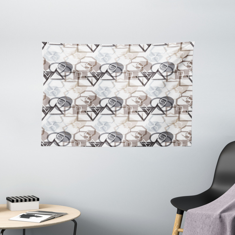 Triangles Squares Plygons Wide Tapestry