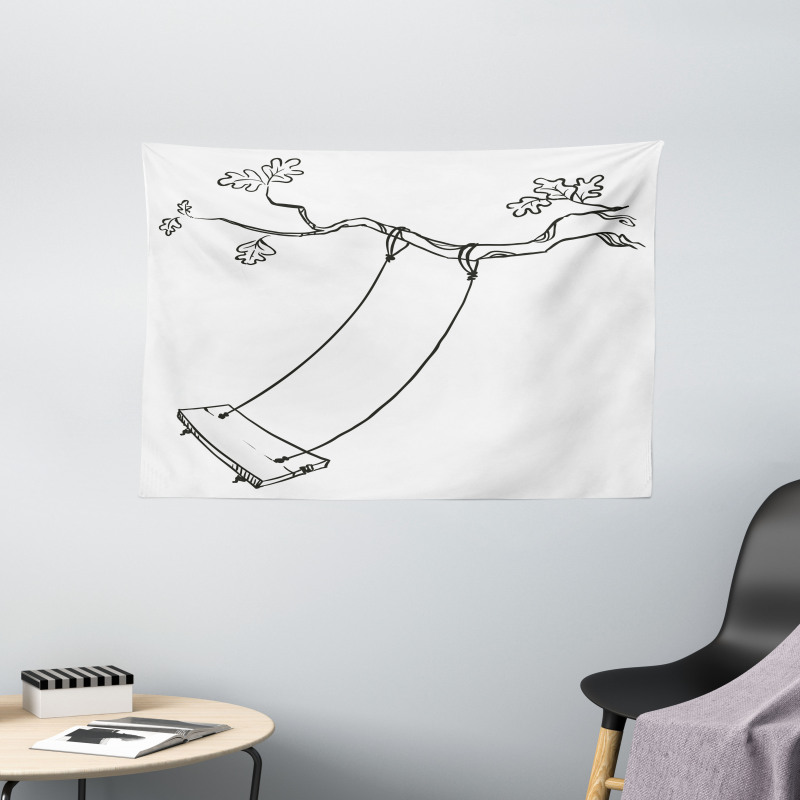 Sketchy Tree Swing Joy Wide Tapestry