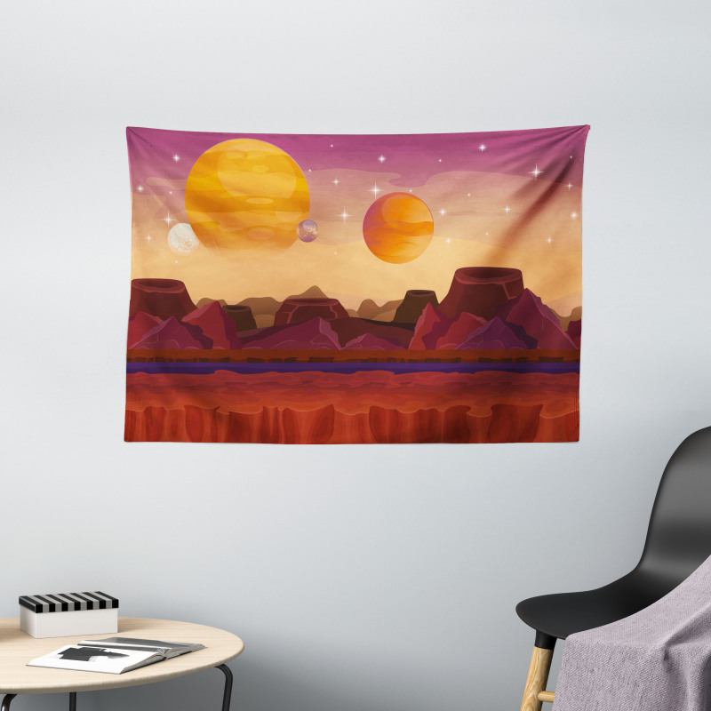 Planetary Graphic Wide Tapestry