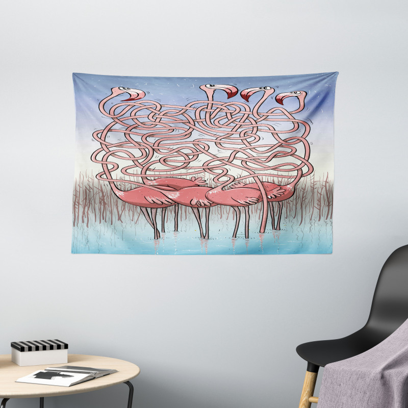 Flamingos Maze Game Joy Wide Tapestry