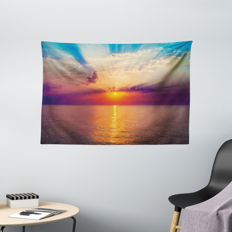 Dawn Sea Tranquil View Wide Tapestry