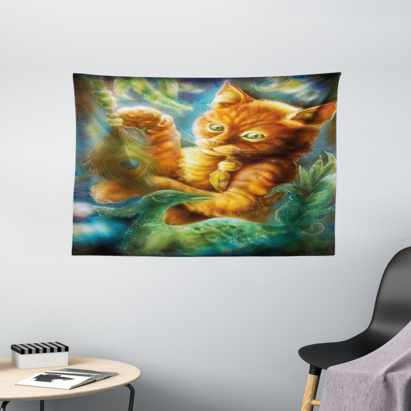 Fantasy Peacock Wide Tapestry