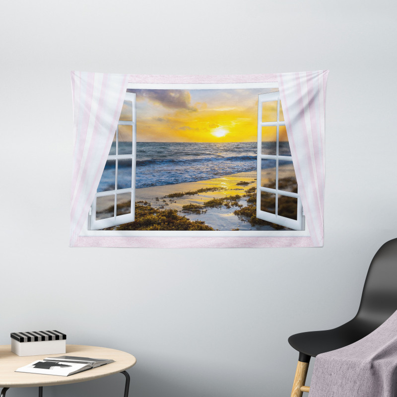 Open Window Sunrise Sea Wide Tapestry