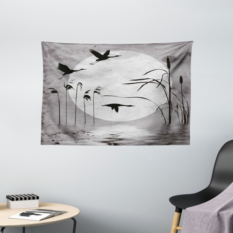 Heron Birds Wide Tapestry