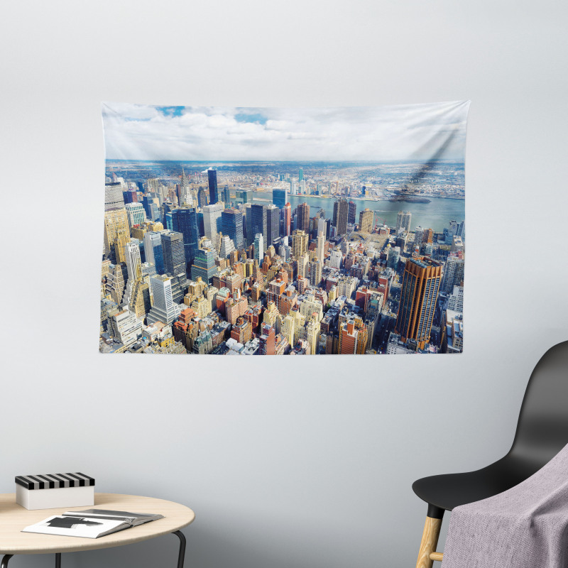 Manhattan USA Aerial View Wide Tapestry