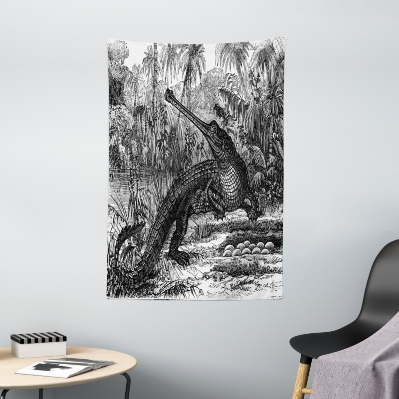 Old Crocodile in Forest Tapestry